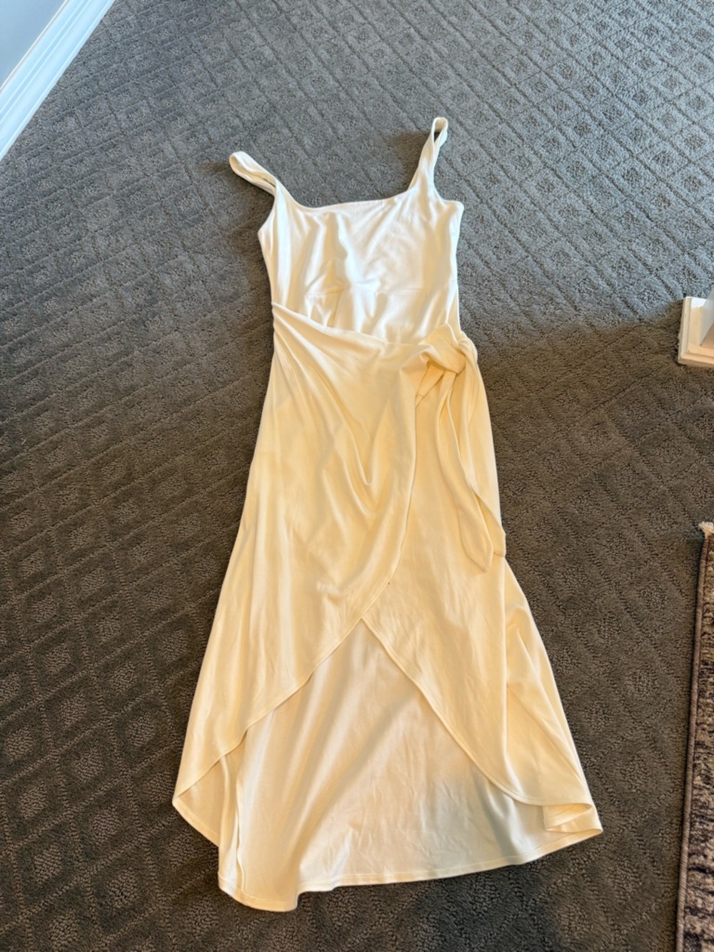 Aritzia Wilfred Cream Wrap Midi Dress with Tie Waist